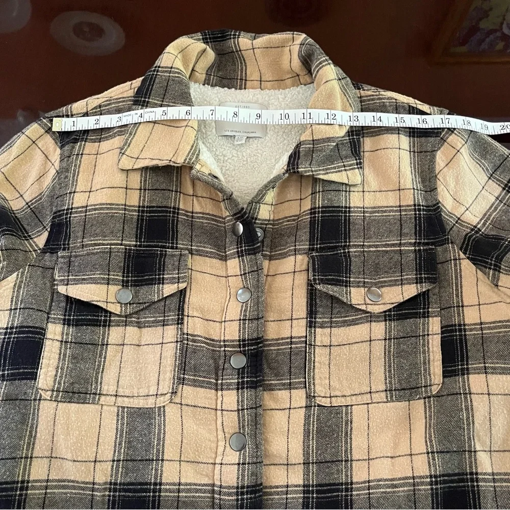 Plaid Lucky Brand Women's Jacket Black and Tan size L - Picture 6 of 9
